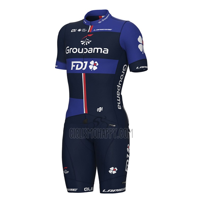 Groupama FDJ Cycling Jersey Bib Short 2023 Short Sleeve Black Purple